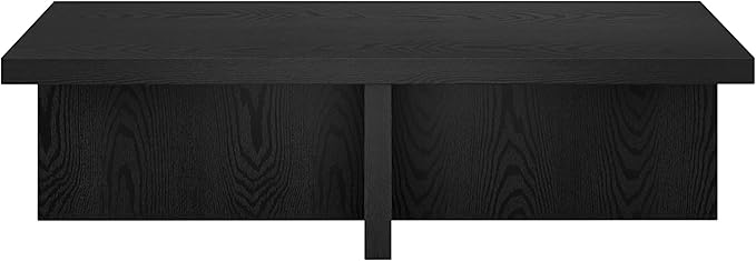 Henn&Hart 54" Wide Rectangular Coffee Table in Natural Black, - Image 3