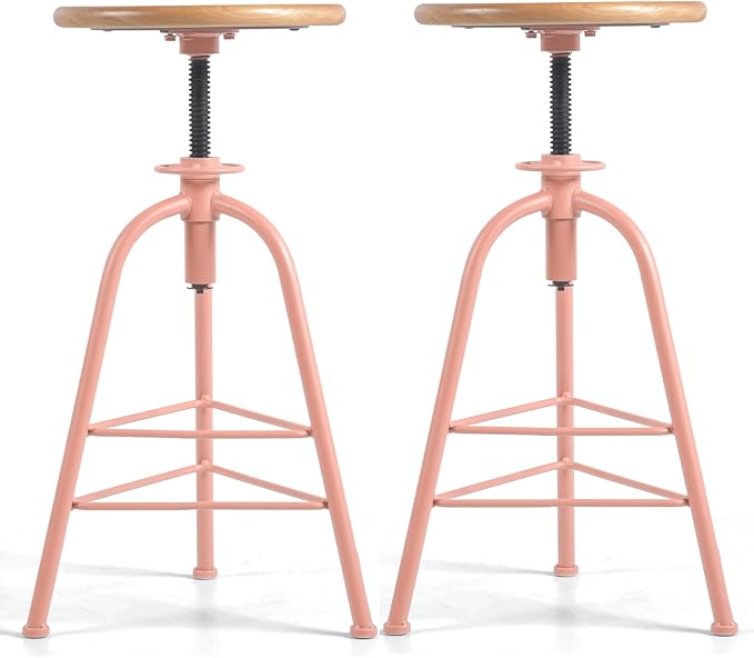 Set of 2 Modern Bar Stools-24.4-28.3 Counter Height Adjustable Patio by BOKKOLIK