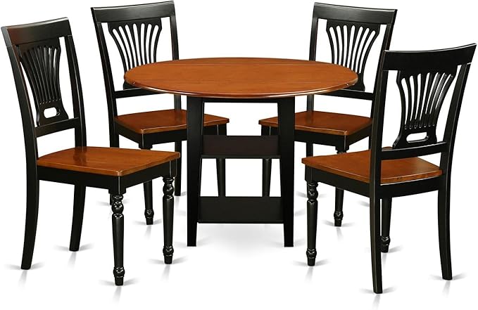 East West Furniture SUPL5-BCH-W 5 Piece Dining Set Includes a Round Dining Room by EastWestFurniture