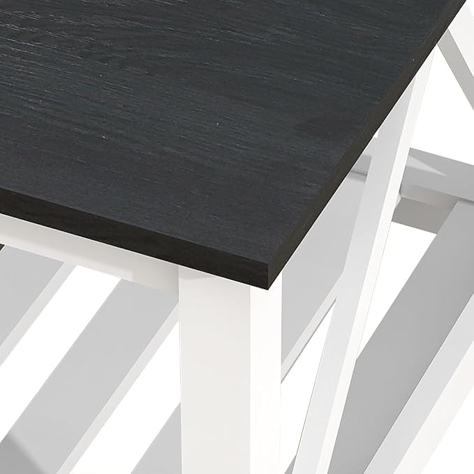 Farmhouse Coffee Table, 2-Tier Rectangular Wooden Centre Cocktail Table - Image 5