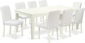 East West Furniture LGAB9-LWH-64 9 Piece Dining Table Set Includes a Rectangle by EastWestFurniture