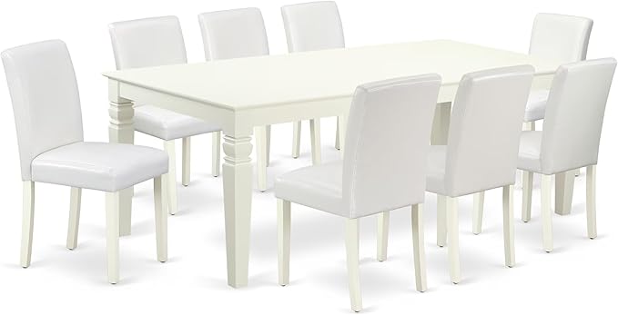 East West Furniture LGAB9-LWH-64 9 Piece Dining Table Set Includes a Rectangle by EastWestFurniture