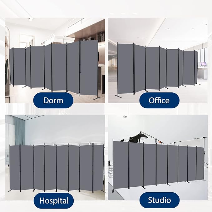 Room Divider and Folding Privacy Screens， 8 Panel Wide Room Divider Wall Screen - Image 6