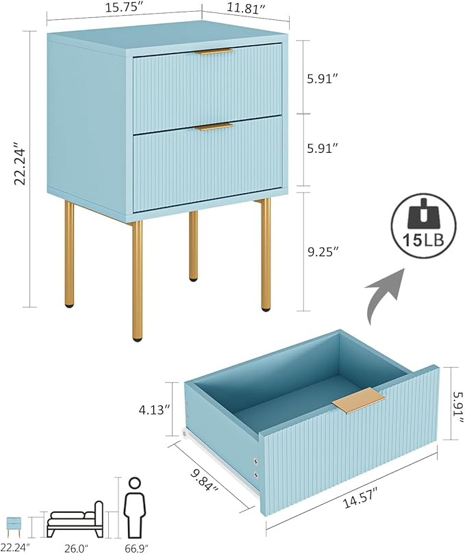 Masupu Night Stand, Mid-Century Modern Bedside Table - Image 2