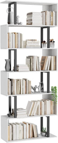 Gadroad 6 Tier Geometric Bookcase, S Shaped Bookshelf, Wood Decorative Storage by Gadroad