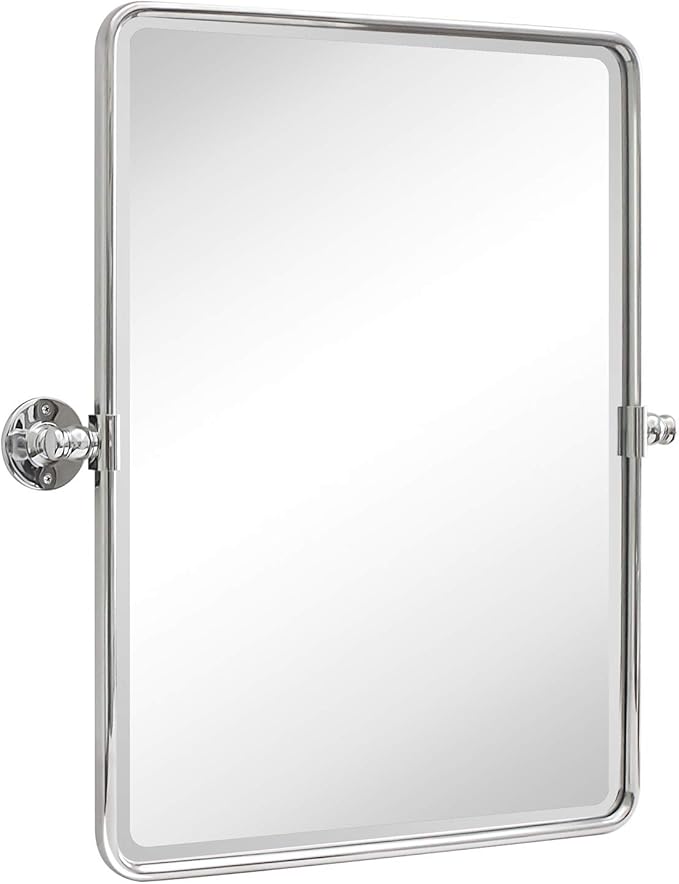 TEHOME 20 x 24 inch Farmhouse Chrome Metal Framed Pivot Rectangle Bathroom by TEHOME