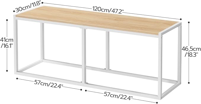HOOBRO Dining Bench, 47.2 Inch Industrial Style Kitchen Table Bench, Steel Frame - Image 3