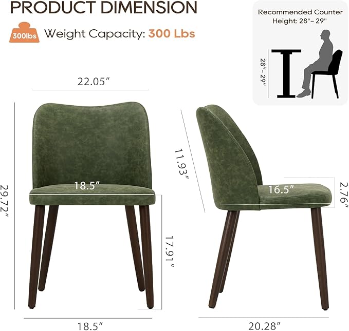 COLAMY Upholstered Dining Chairs Set of 2, Modern PU Leather Dining Room - Image 5