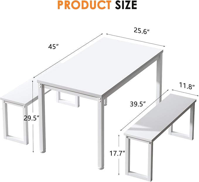Soges Industrial Style White Dining Table Set - Image 7