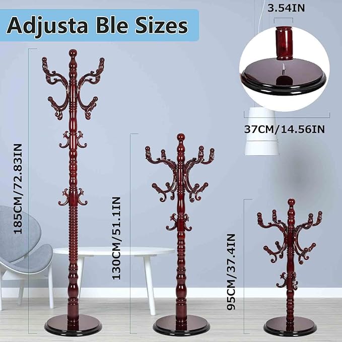Solid Wood Coat Rack, Coat Racks Free Standing - Image 7