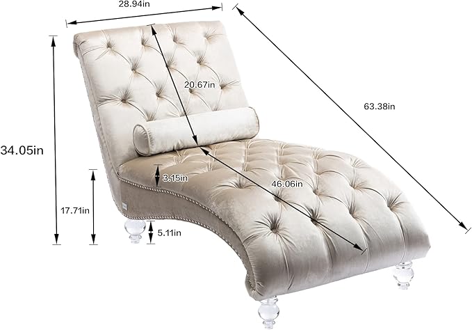 HomSof Modern Armless Velvet Chaise Lounge Indoor Chair - Image 2