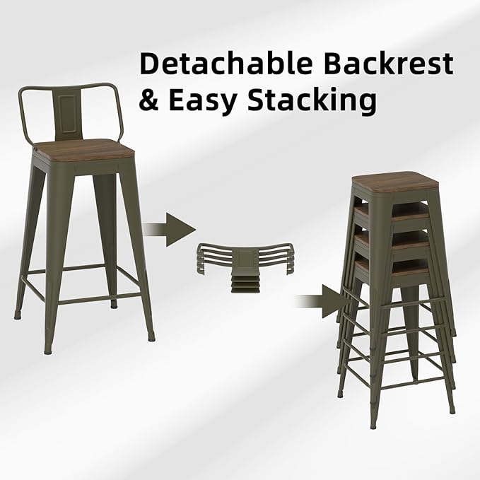 30 Inch Swivel Bar Stools Set of 4, Counter Height Bar Stools - Image 6
