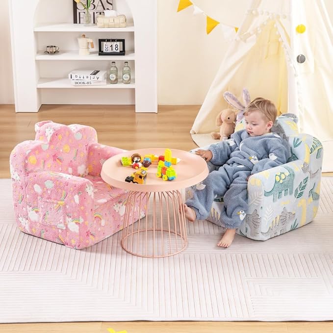 Tiita Kids Couch Plush Toddler Chair, Cloud-Like Glow in The Dark Kids Sofa - Image 2