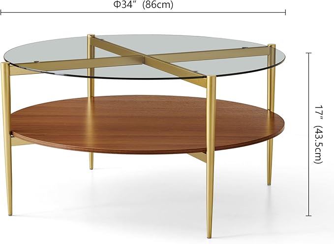 Extra Large Round Coffee Table, Mid-Century Modern Design, D34 x H17 in - Image 2