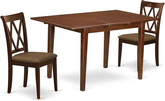 East West Furniture PSCL3-MAH-C 3 Piece Modern Dining Table Set Contains a by EastWestFurniture
