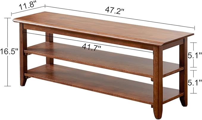 XKZG Storage Bench Wooden Shoe Rack Bench Rustic Solid Wood Entryway Bench - Image 2