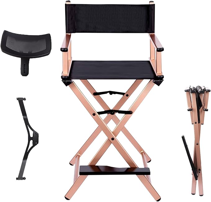 Lorvain Folable Makeup Artist Stool Chair, Protable Tall Folding Directors Chair by Lorvain
