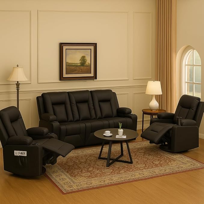 LUCKLIFE Leather Recliner Sofa Set - Image 2
