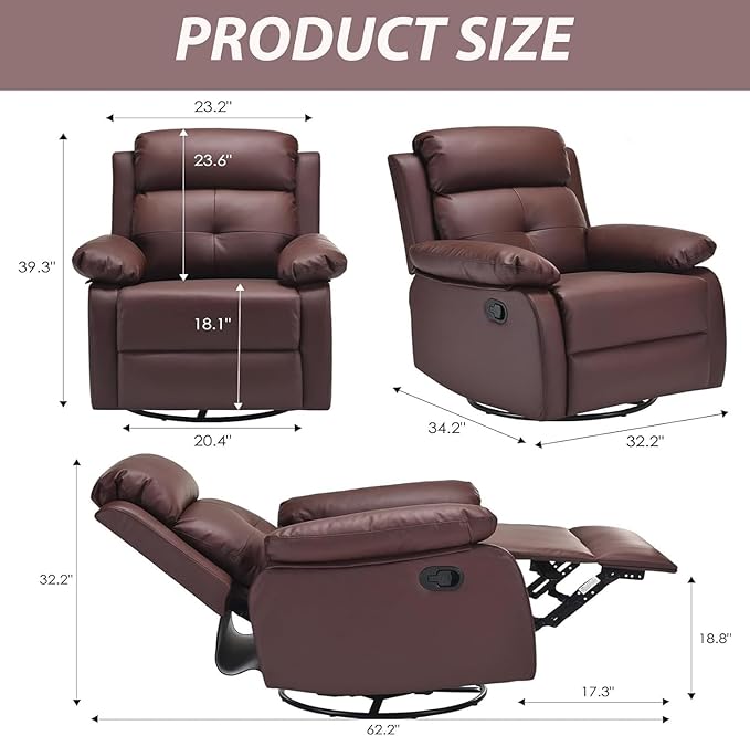 Swivel Rocker Recliner, 360 Swivel Small Recliners - Image 2
