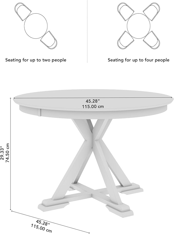 Bush Furniture Round Dining Table, 45 inch Trestle Design, Modern Transitional - Image 7