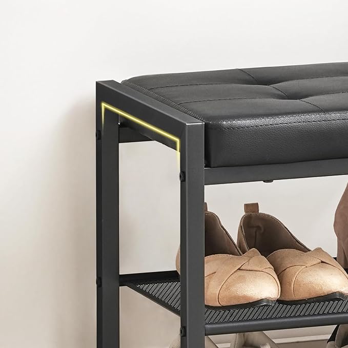 HOOBRO Small Shoe Bench, 3-Tier Shoe Rack, Shoe Storage Bench - Image 8
