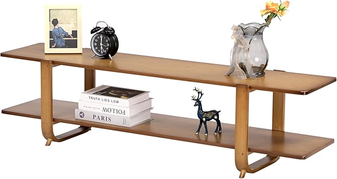 HollyHOME Bamboo TV Stand with Storage - Image 6