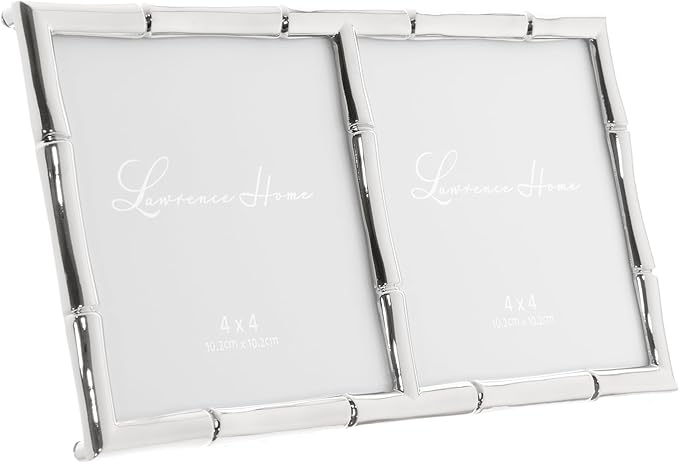 Lawrence Frames 4x4 Double Silver Metal Picture Frame - Image 2