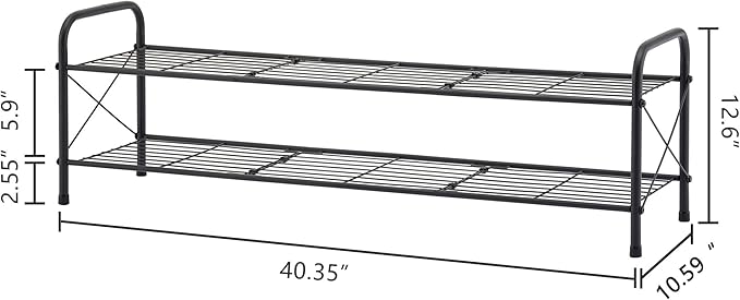 Hoctieon 2 Tier Shoe Rack for Closet, Durable Mesh Style Shoe Rack, Entryway - Image 3