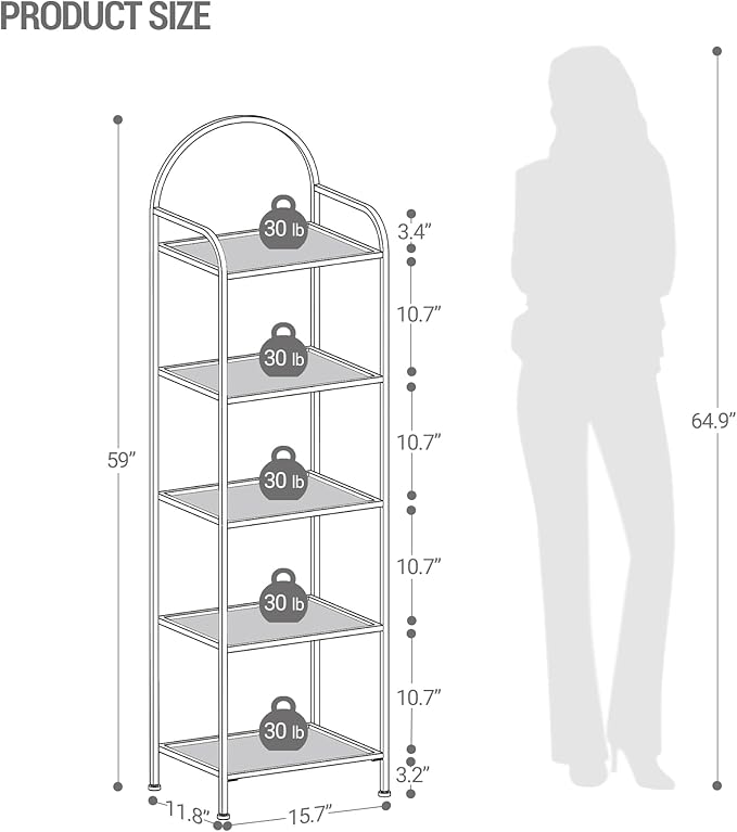 Bookcase Bookshelf, Tempered Glass Bookshelves, Slim Shelving Unit - Image 2
