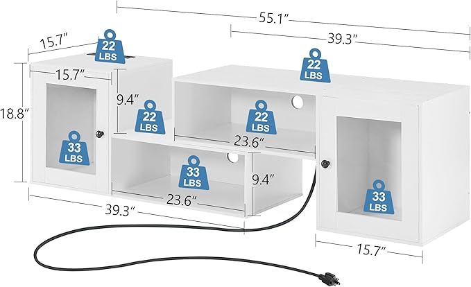 VECELO LED TV Stand for Televisions up to 70 Inchs Modern Entertainment Center - Image 2