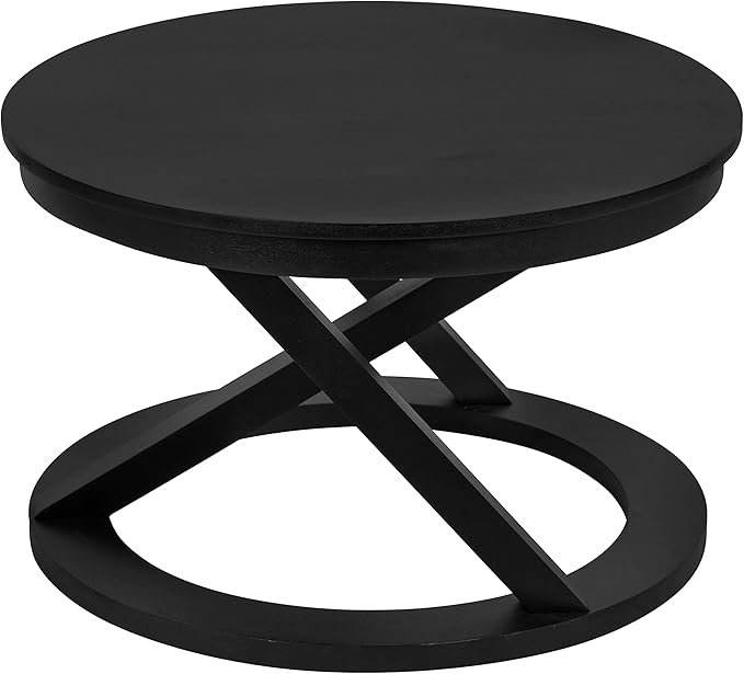 Kate and Laurel Aja Modern Round Wood Coffee Table; 26 Inch Diameter; Black; - Image 4
