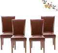 Parsons Dining Chairs Set of 4, Upholstered Nailhead PU Leather Dining Room by COLAMYINC