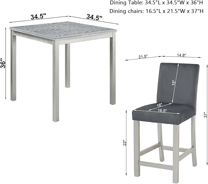 Dining Table Set for 4, 5-Piece Dining Room Table Set - Image 2