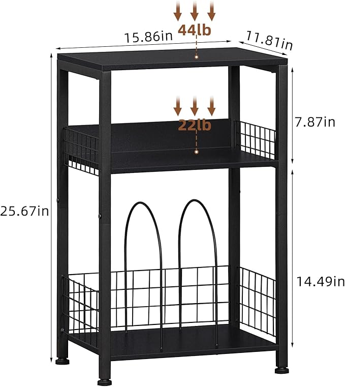 LELELINKY Side Table with Storage, 3 Tier Industrial Wooden Record Player - Image 3