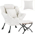 Lazy Chair with Ottoman, Comfy Reading Lounge Chair with Footstool & Throw by YOTATING