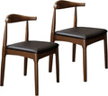 Solid Wood Dining Chair with Walnut Finish Set of 2 Mid Century Modern by AIWOPET