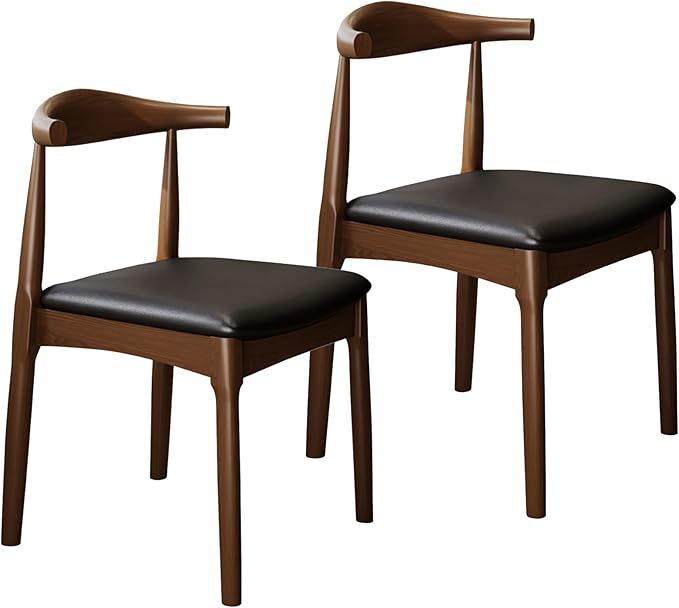 Solid Wood Dining Chair with Walnut Finish Set of 2 Mid Century Modern by AIWOPET