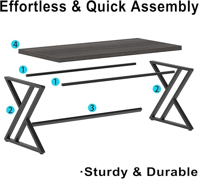LVB Modern Computer Desk, Industrial Home Office Desk, Metal Wood Writing Study - Image 7