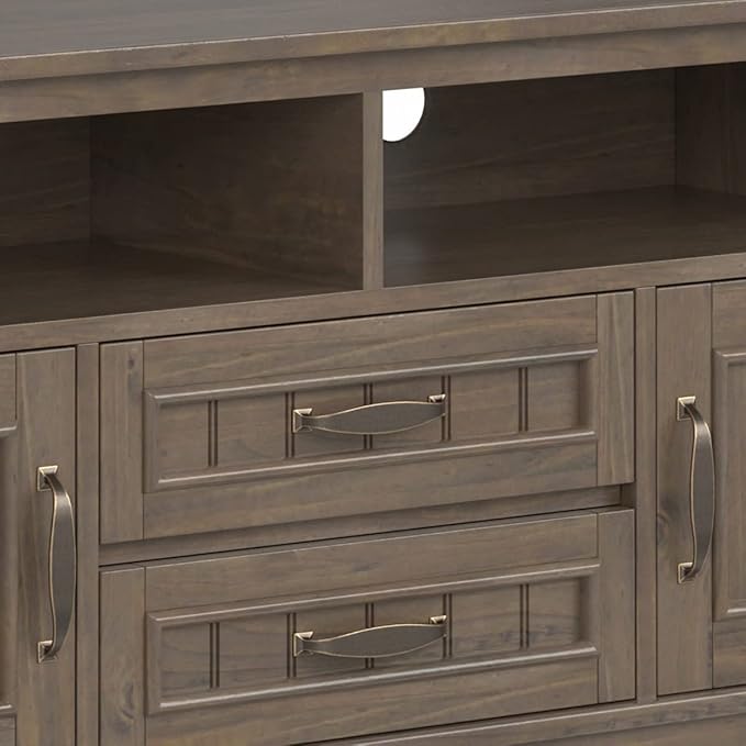 SIMPLIHOME Lev SOLID WOOD 72 Inch Wide Contemporary TV Media Stand in Smoky - Image 10