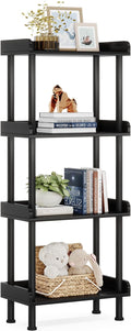 Hosfais Small Wooden Bookcase, 4-Tier Black Rustic Etagere Bookshelf by HosfaisHome