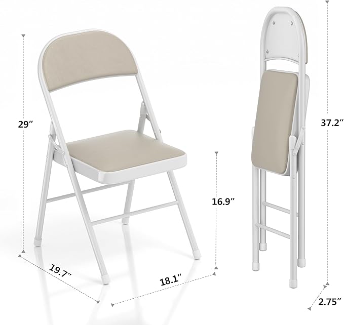 VECELO 4-Pack Folding Chairs Portable Metal - Image 3