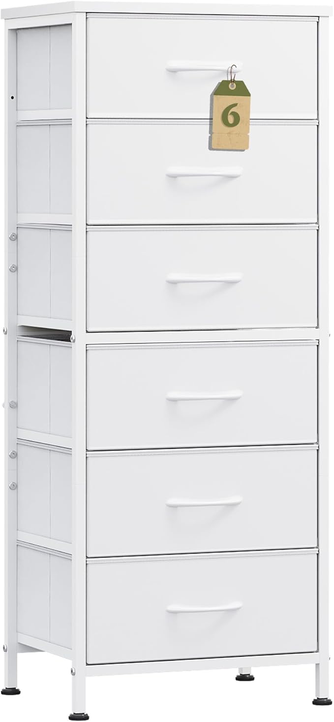 WLIVE White Tall Dresser for Bedroom, 6 Drawer Dressers & Chests of Drawers by WLIVE