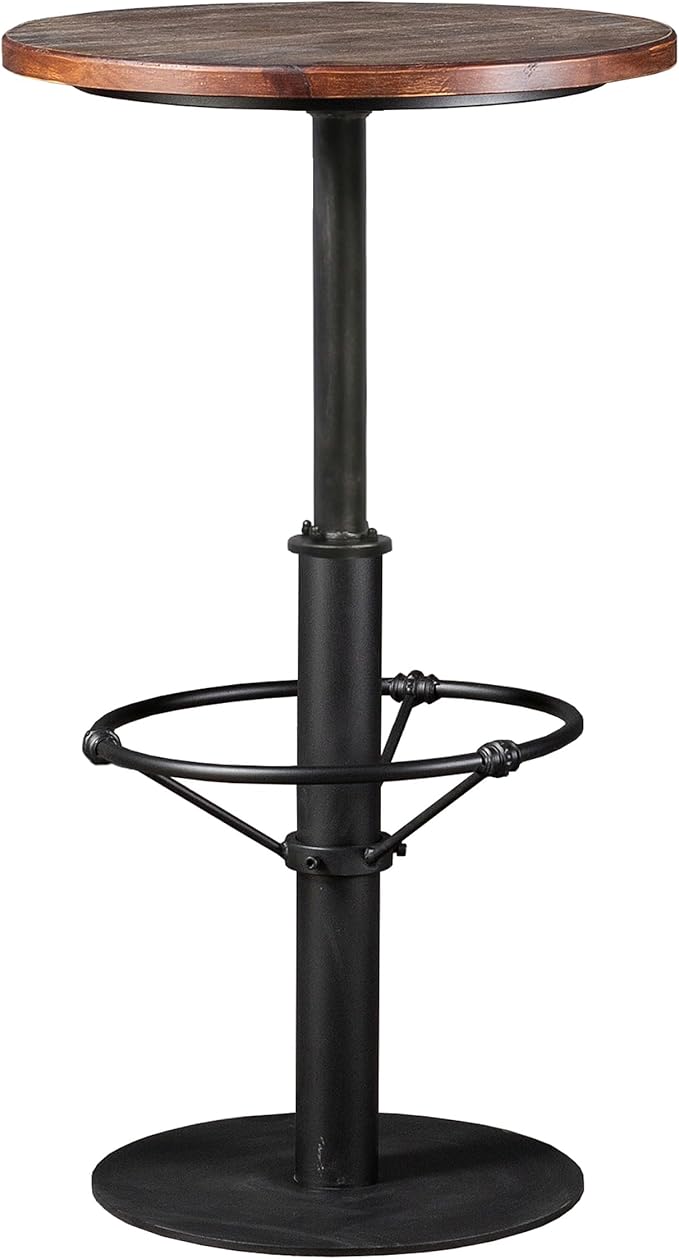 LOKKHAN 42" Tall Rustic Industrial Bar Table-19.68" Dia Round Wooden Top Metal by LOKKHAN