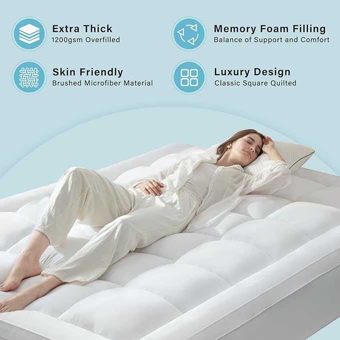 Anluoer Twin Mattress Topper, Memory Foam Pillow Top Mattress Topper - Image 4