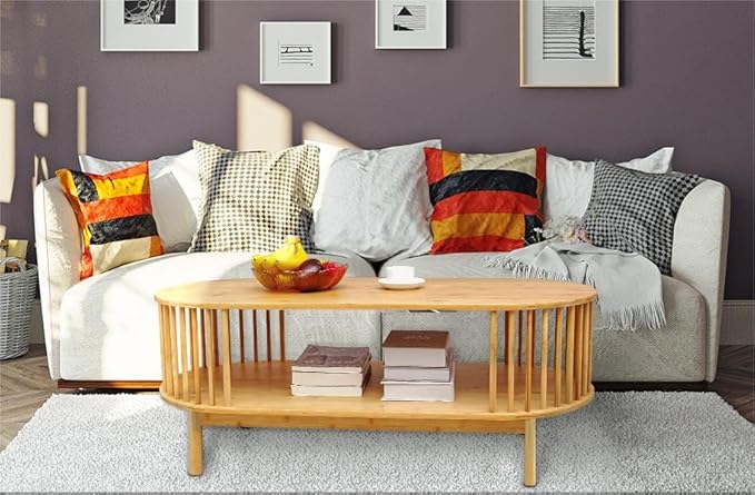 VaeFae Oval Coffee Table, Bamboo Coffee Table - Image 5