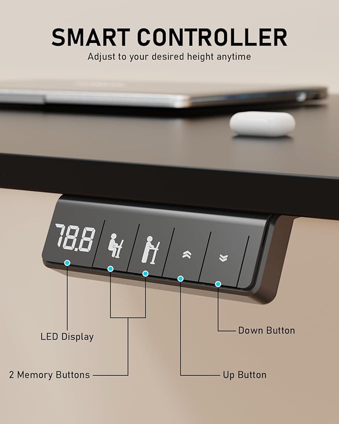 Electric Standing Desk, Large Height Adjustable Stand up Desk, 48 x 24 Inches - Image 6