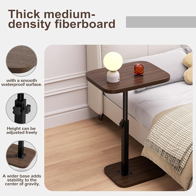 Adjustable Side Table TV Tray, C Shaped End Table, Small Bedside Table - Image 7