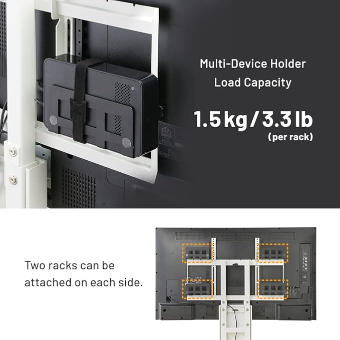 V3 High Type TV Stand w/Multi-Device Holder and Soundbar Shelf M White Set | - Image 6