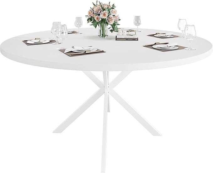 47.24" Round Dining Table for 4-6 Person, Modern Kitchen Table by RLRO