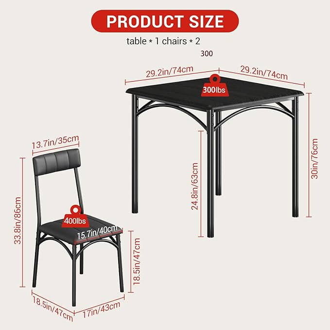 GarveeHome Dining Table Set for 2, Kitchen Table - Image 6